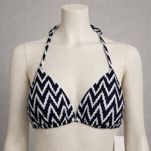 Gap Body Adjustable String Bikini Top Padded Bra Navy White Striped NWT